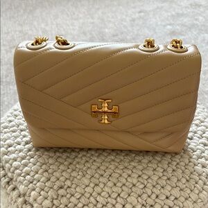 Tory Burch Tan Chevron Quilted Shoulder Bag